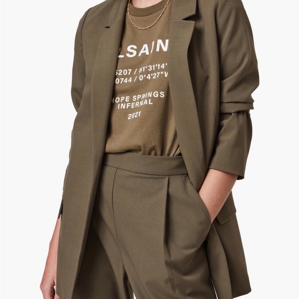 All Saints The Aleida Tri Blazer In Olive Green